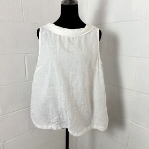 Haris Cotton 100% Linen Top Deep-V Back Relaxed Beach Coastal Old Money Lagom M